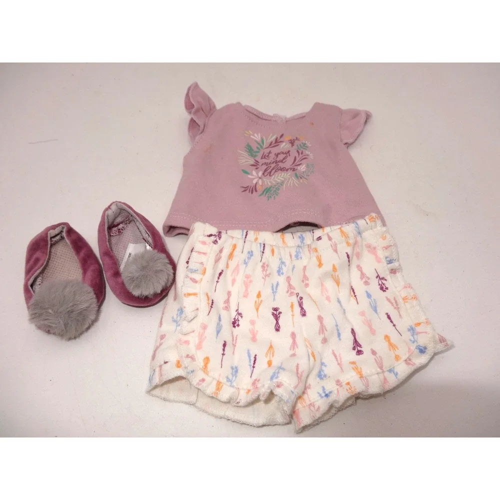American Girl Doll Blaire Outfit Let Your Mind Bloom Purple Top Shorts Shoes